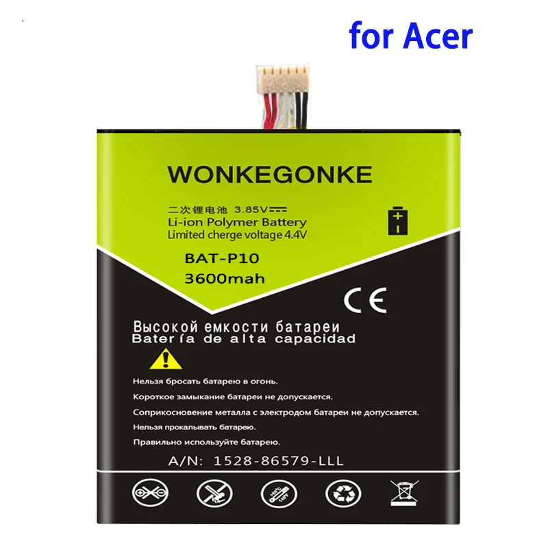 

WONKEGONKE 3600mah BAT-P10 for Acer Liquid E700 for Triple E39 PGF506173HT battery Batteries