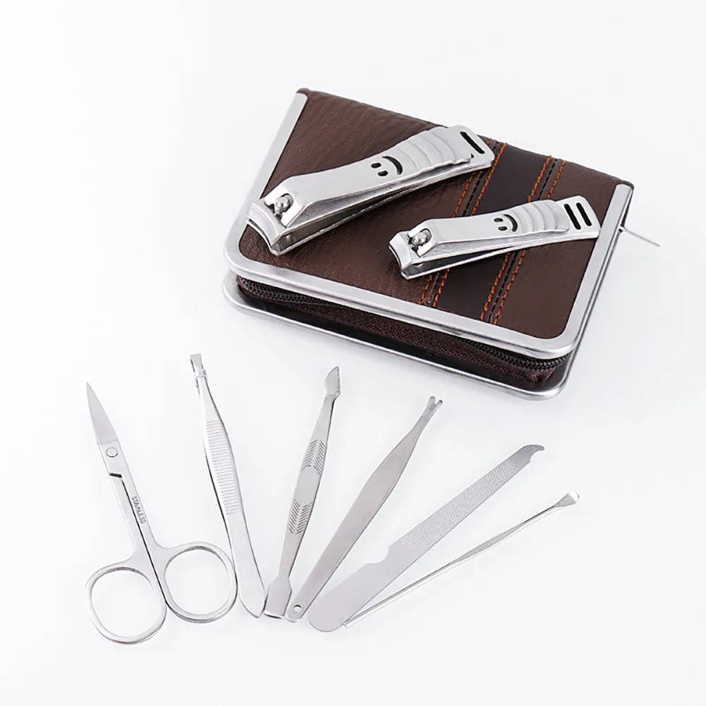 8Pcs/Set Stainless Steel Nail Clipper Kit Pedicure Scissors Tweezer Knife Ear Pick Manicure Set Art Tools | Красота и здоровье