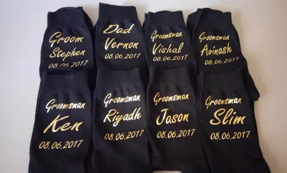 Персонализированные носки с именем для свадьбы жениха лучшего мужчины шафера