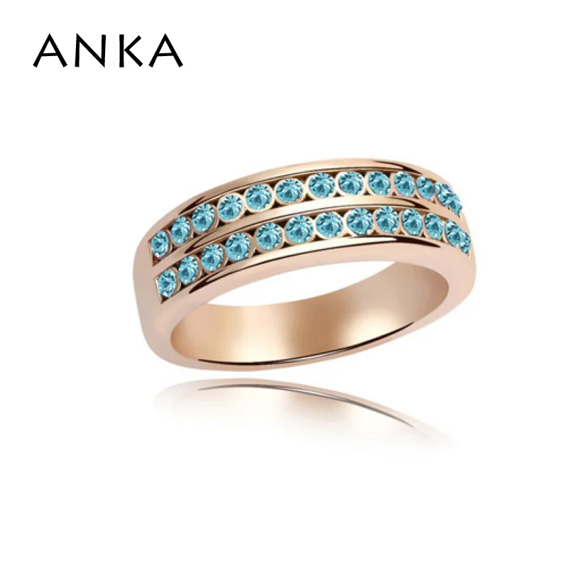 Простое кольцо из розового золота Цвет реальные с чешского хрусталя женский