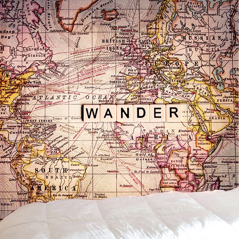 Гобелен с картой мира большой богемный настенный индийский гобелен тонкий