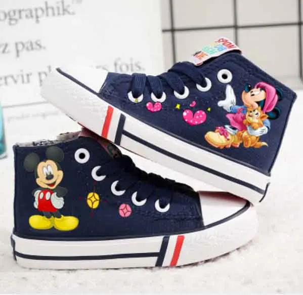 Детские туфли оксфорды ручной работы с Микки из мультфильма милые кроссовки для