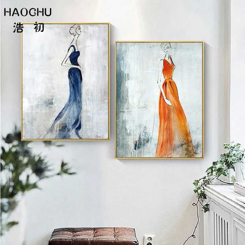 HAOCHU минималистский цвет сексуальная девушка Настенная картина ретро Красота