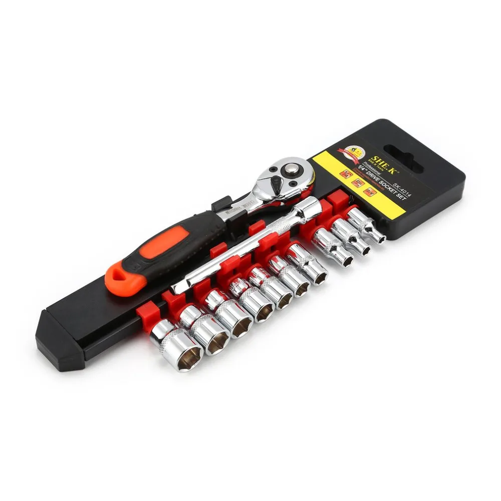 12Pcs 1/4-Inch Socket Wrench Set CR-V Drive Ratchet Spanner for Bicycle Motorcycle Car Repairing Tool Common Sockets | Инструменты