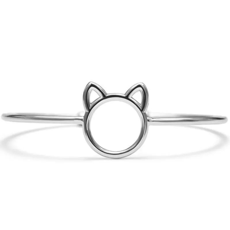 Timlee B020 Простой кошачий браслет с мультяшными животными Открытый браслет из сплава, модные ювелирные изделия оптом - Окраска металла: silver