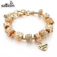 szelam new famous brand jewelry women charm bracelets 2019 i love you heart bracelet gold bangles pulseras mujer sbr160067