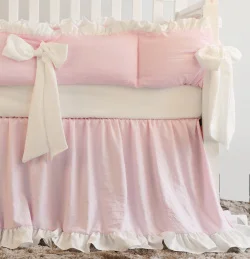 Crib Skirt 3 шт., розовая груша, румяна кораллового и розового цвета, детская кроватка с оборками, комплект белья, хлопковый комплект для маленьких девочек, включает наволочку, простыню, стеганое одеяло - Цвет: Crib Skirt