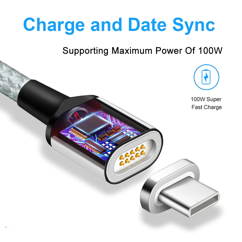 Ingelon usb c 3 1 быстрое зарядное устройство магнитный кабель PD Tipe C 100 Вт 5A 8 м