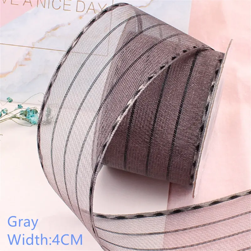 Gray 4CM Новинка, ширина 1,5-4 см, длина 5 метров, Бант Шпилька для волос, аксессуары для рукоделия, подарочная упаковка, лента, двусторонняя пряжа для перемычки - Цвет: Gray 4CM