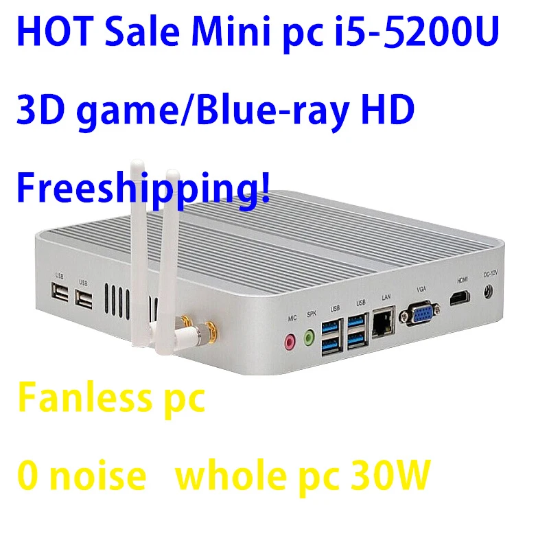 Intel Broadwell i5 5200u/5250u HD Графика 5500 безвентиляторный I5 Мини ПК с ОС Windows 7 win8 win10 VGA HDMI