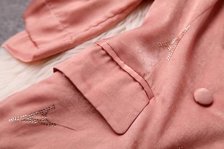 Летние Для женщин брючный костюм уличная Стиль ПР двубортный Блейзер и широкие