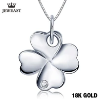 18k diamond pendant clover single real natural genuine pure solid women girl miss gift for trendy fine good 2020 new hot sale