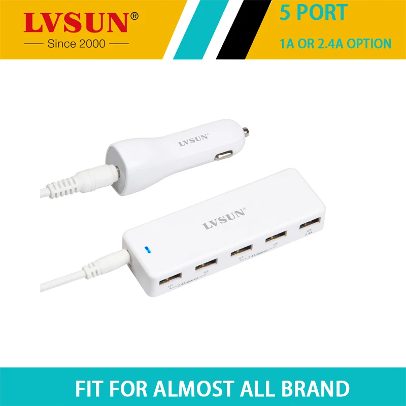 LVSUN 36 Вт 5 портов DC адаптер USB Автомобильное зарядное устройство 2 0 в а для iPhone Samsung