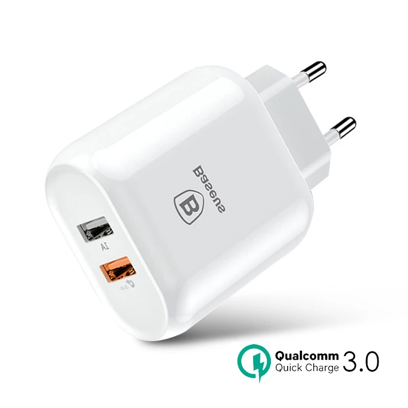 Baseus 23 Вт USB зарядное устройство Быстрая зарядка 3,0 быстрое зарядное устройство для телефона портативный дорожный адаптер настенное зарядное устройство QC 3,0 Для Xiaomi samsung HUAWEI - Тип штекера: QC3.0 USB Charger