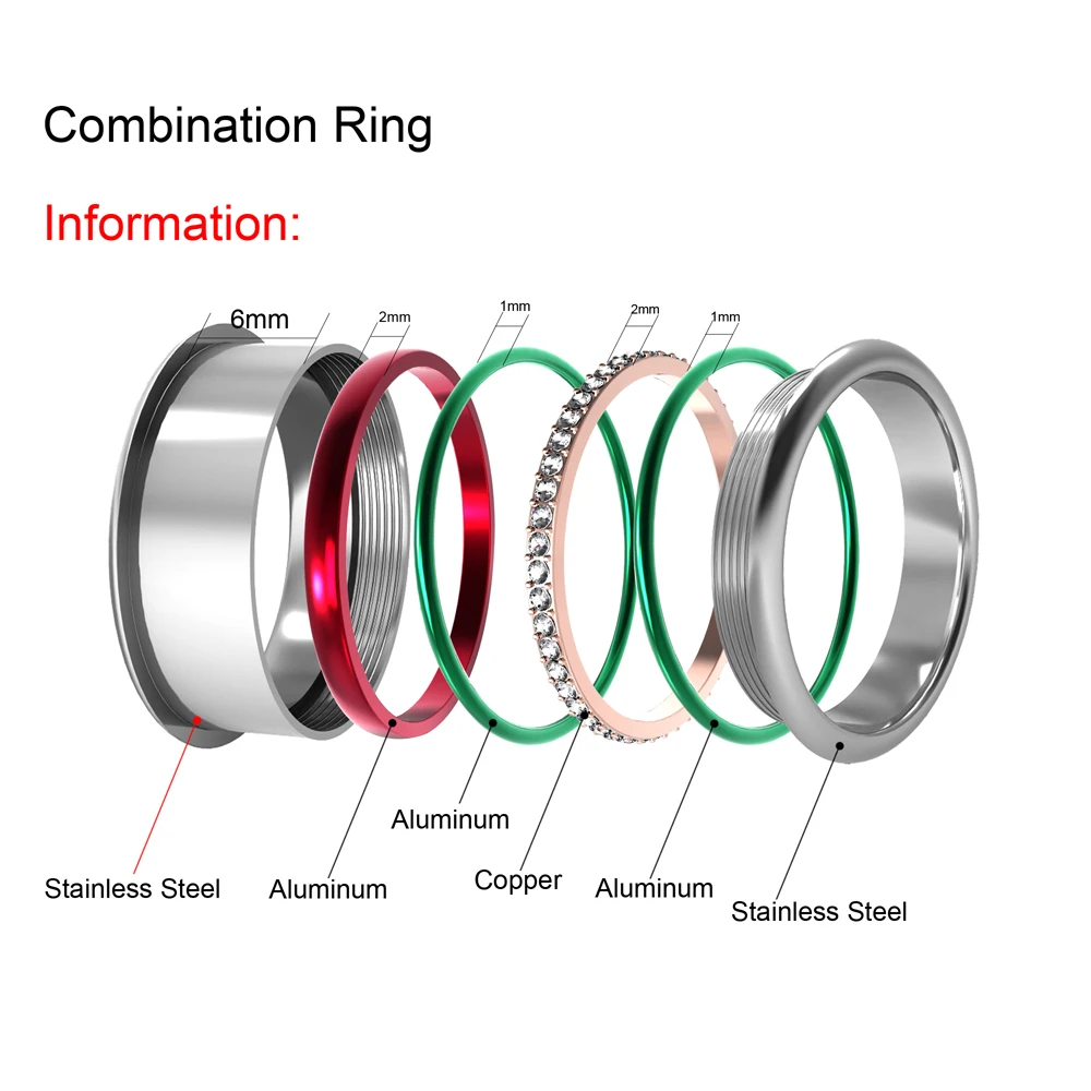 Кольца Сменные женские из нержавеющей стали с высокой полировкой|Кольца| |
