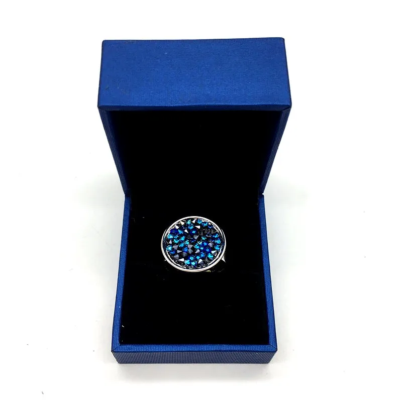 Blue with box MS betti, новые дизайнерские коктейльные кольца для женщин, кристаллы Сваровски, круглые камни, осень и зима, благодарим за подарок - Цвет основного камня: Blue with box