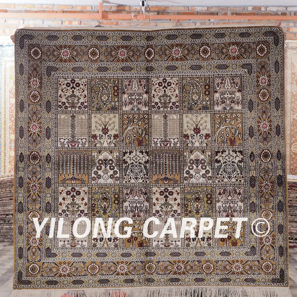

Yilong 5'x5' Square Four Season Design Handmade Area Rug Hand knotted Carpet (ZW069M5x5)