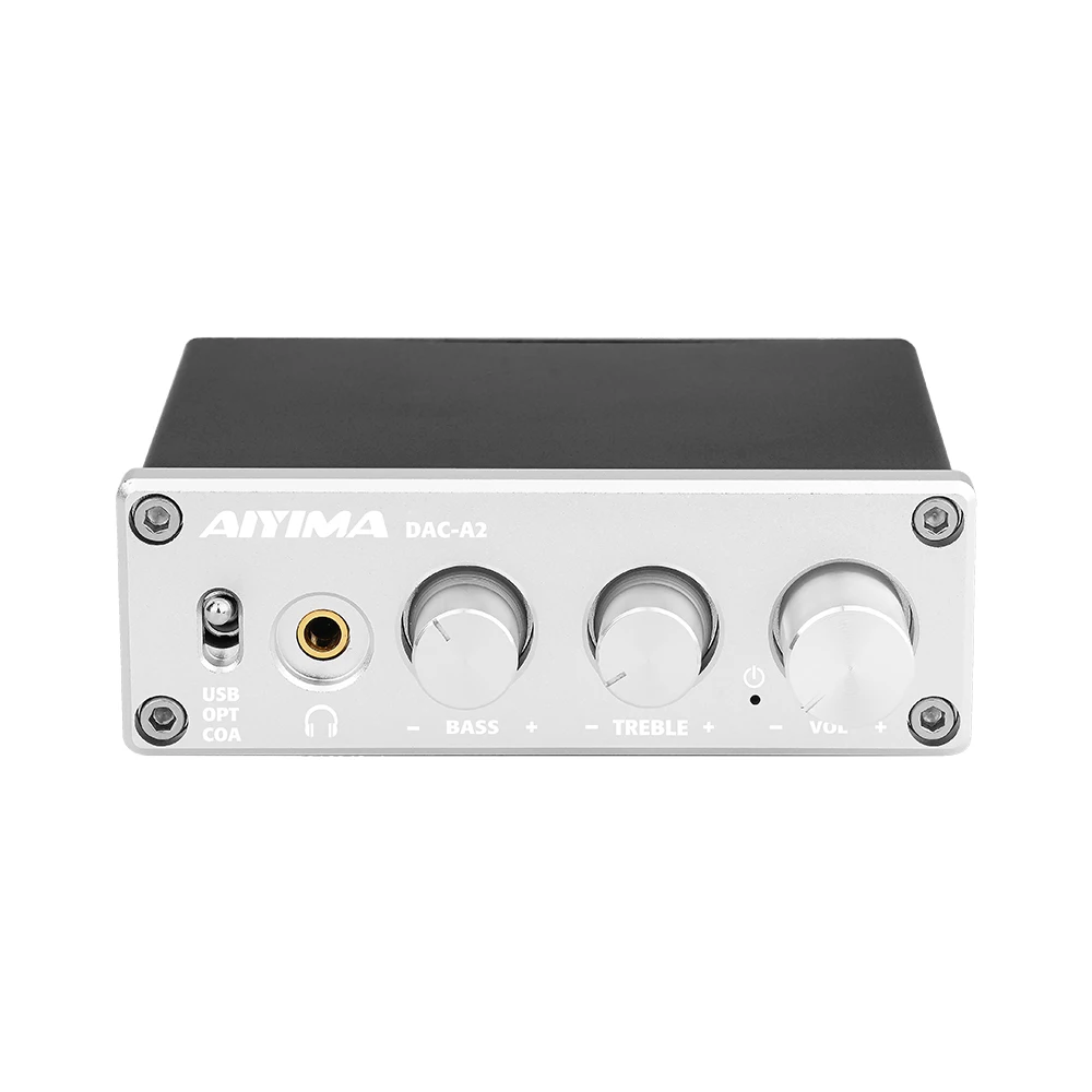 Silver AIYIMA мини HiFi 2,0 цифровой аудио декодер USB DAC усилитель для наушников 24 бит 96 кГц вход USB/коаксиальный/оптический выход RCA Amp DC5V - Цвет: Silver