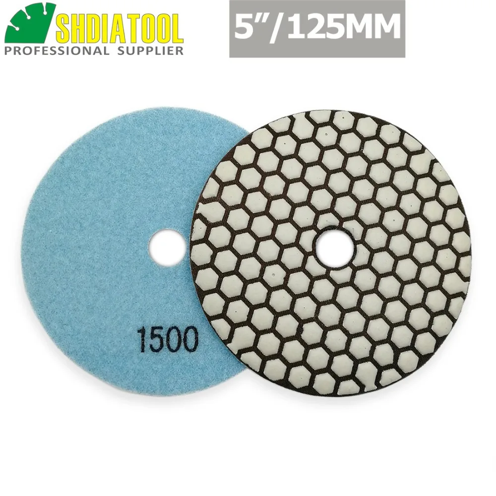 Diatool 4 шт. 5 &quotГрит #1500 B алмаз сухой полировки 125 мм Наждачные круги для Гранит