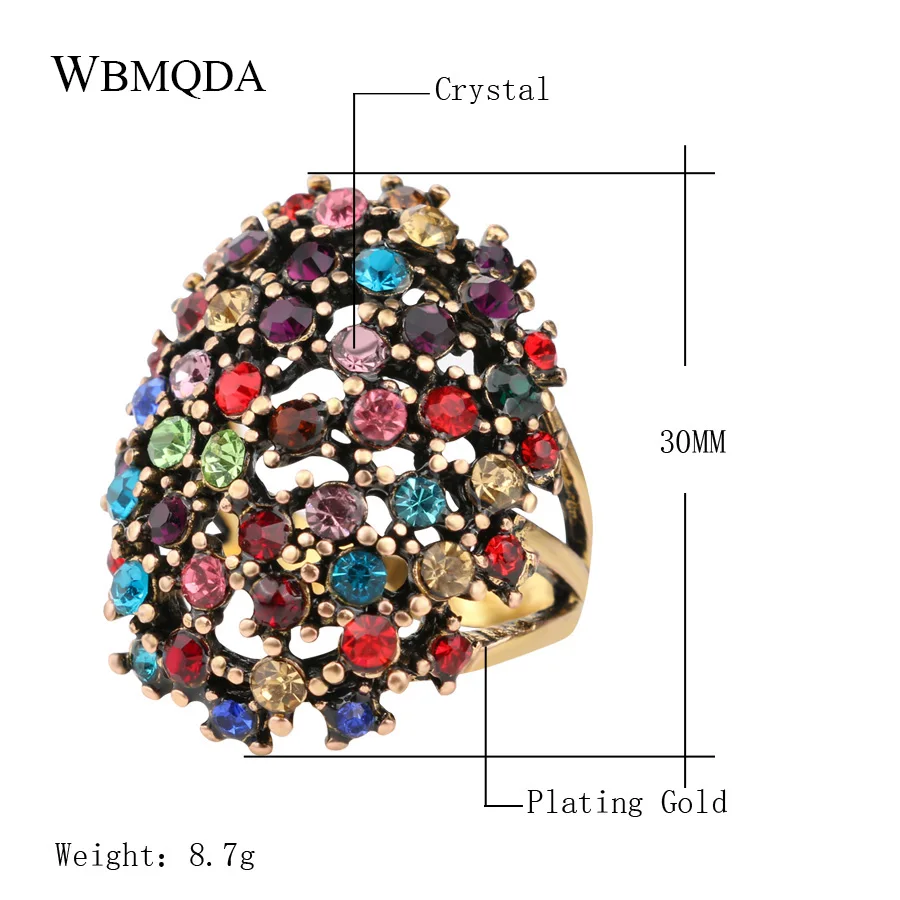 Горячее винтажное богемное эффектное ювелирное изделие модное большое цветное