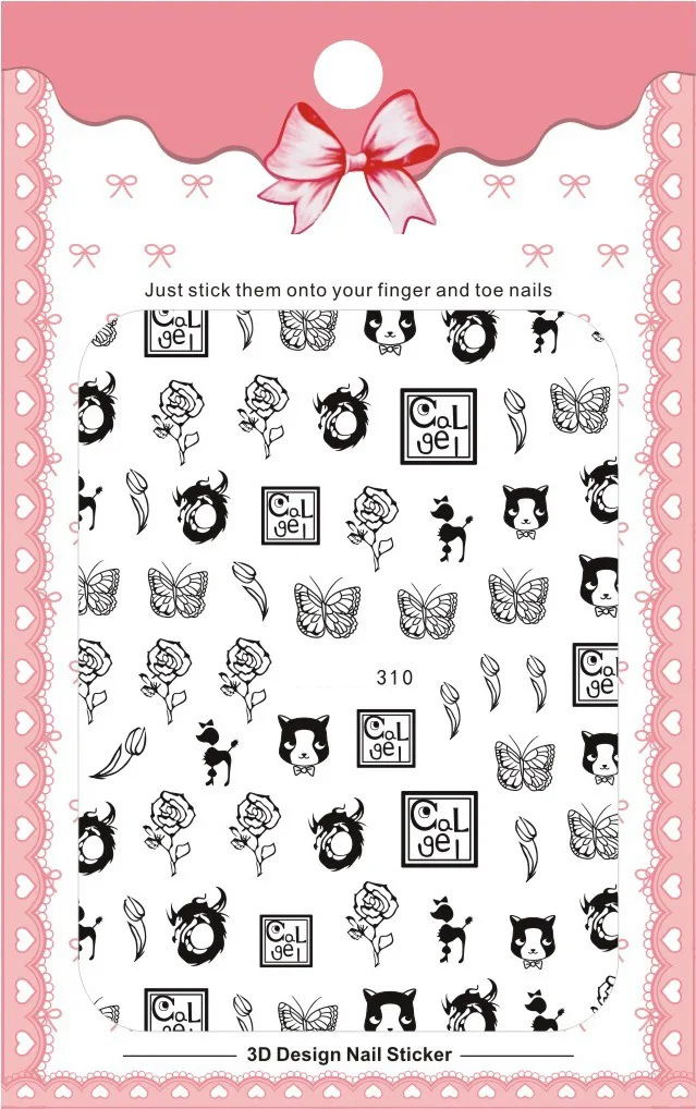 

New arrived Fashion Water Decals Nail Art Stickers black butterfly flower Nails Sticker Decorations Manicure Z0140