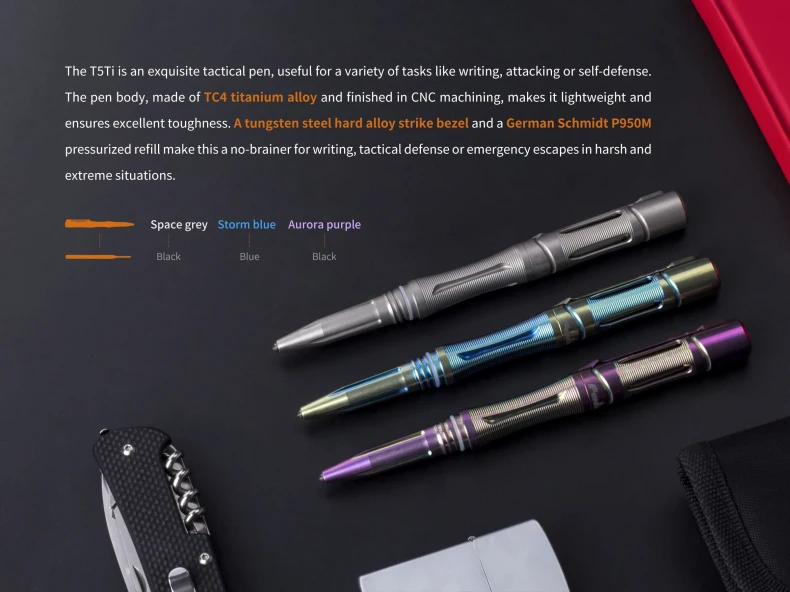 2017 Новый Fenix T5Ti титановая тактическая ручка атакующая и самозащита в суровых
