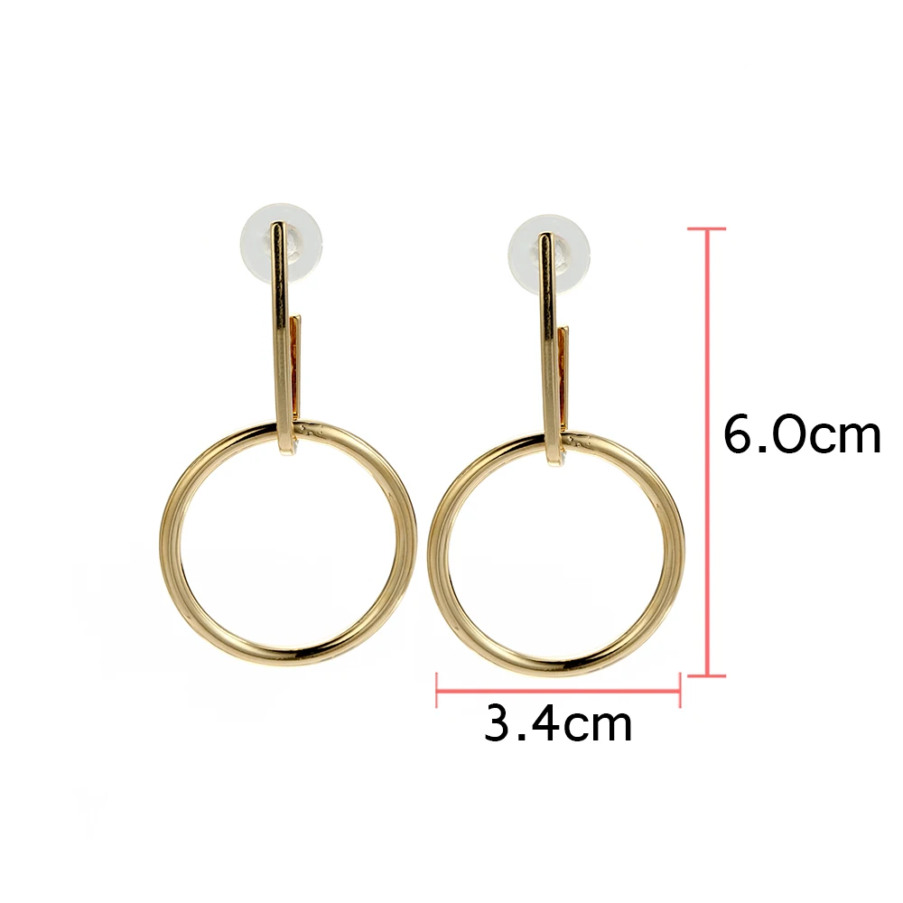 Для женщин мотаться падение серьги с круг вокруг Медь металла высокое качество