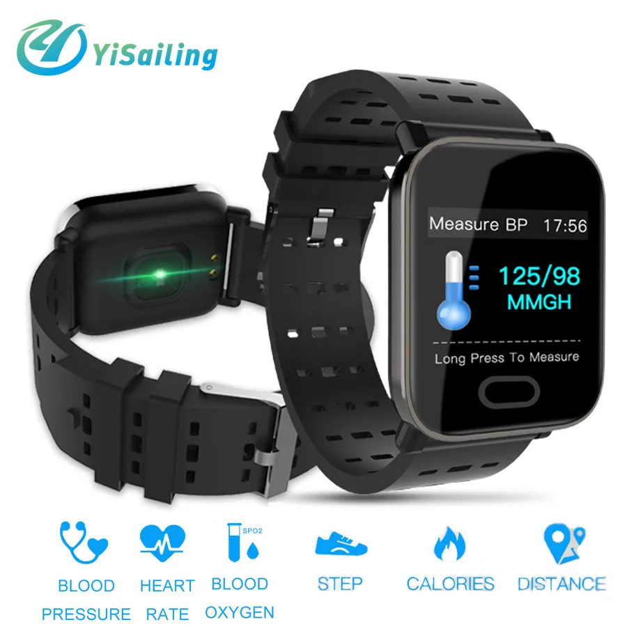 A6 Смарт-часы с цветным экраном артериального давления фитнес-трекер