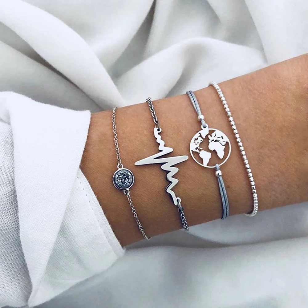 4 шт./набор женский браслет в стиле ретро