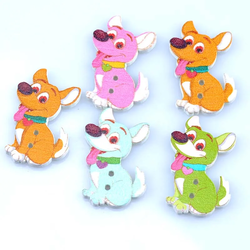 6 цветов разные Раскрашенные Деревянные Пуговицы для собак декоративные