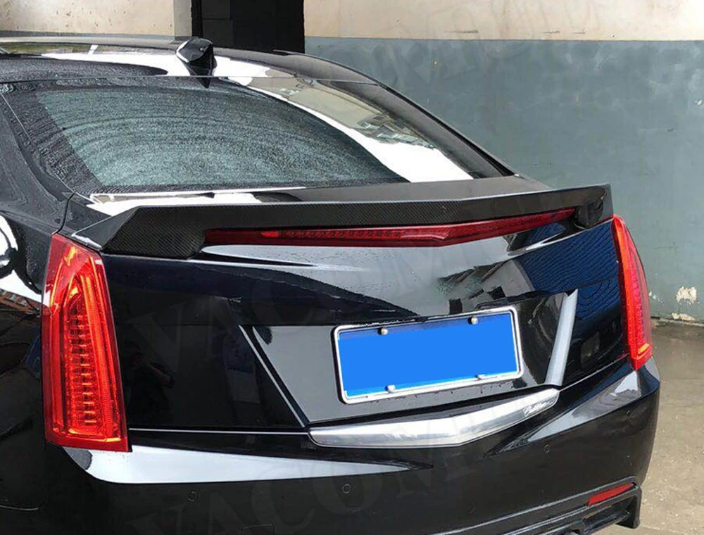 V Стиль углеродного волокна задний спойлер для Cadillac ATS Седан 4 двери frp зад бампер багажник крылья