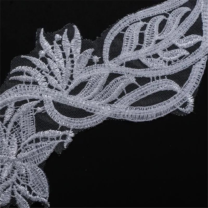 1Mirror Pair Ivory Flat Embroidered lace Applique Wedding Dress Accessories DIY Sew Cloth Decorative patch 34X 8cm BD0681 | Дом и сад