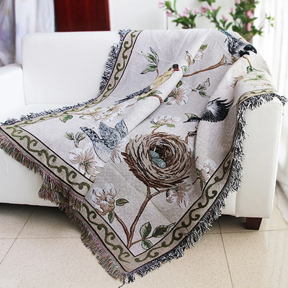 Одеяло для дивана ESSIE HOME Nest And Bird в американском стиле хлопковый ковер гостиной