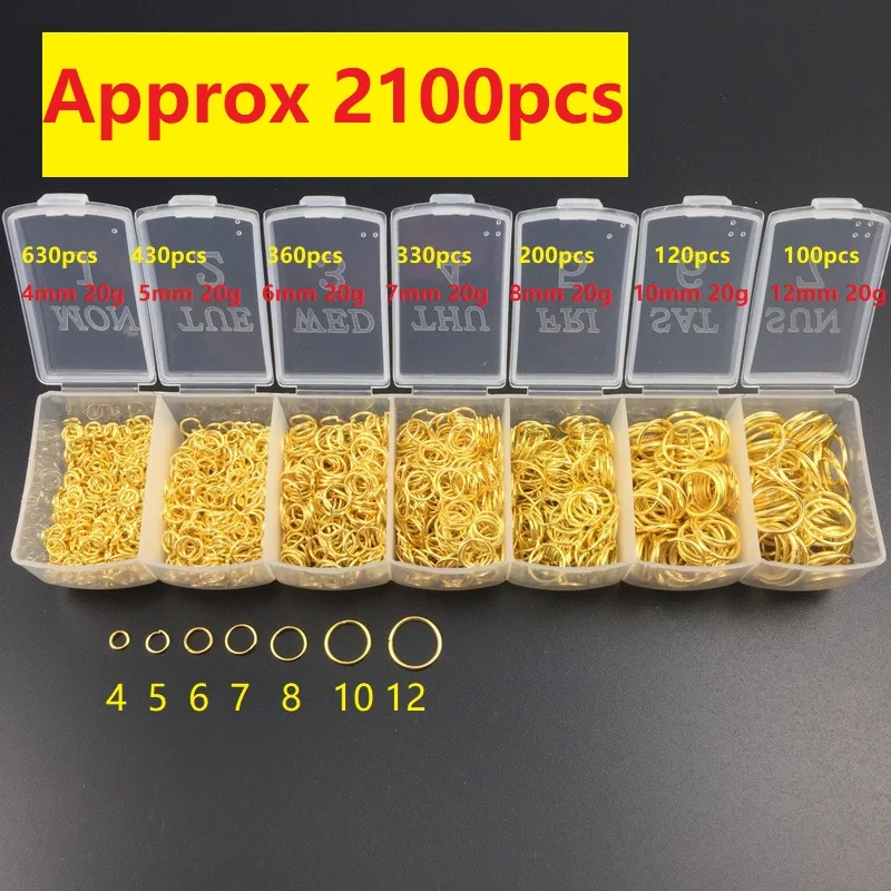 

2100 шт./кор. смешанный размер 4 mm-12mm железные переходные кольца соединители для DIY металлические ювелирные изделия материал фурнитура