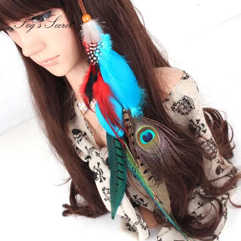 Женские ободки для волос модный синий ободок с перьями павлина 2019| |