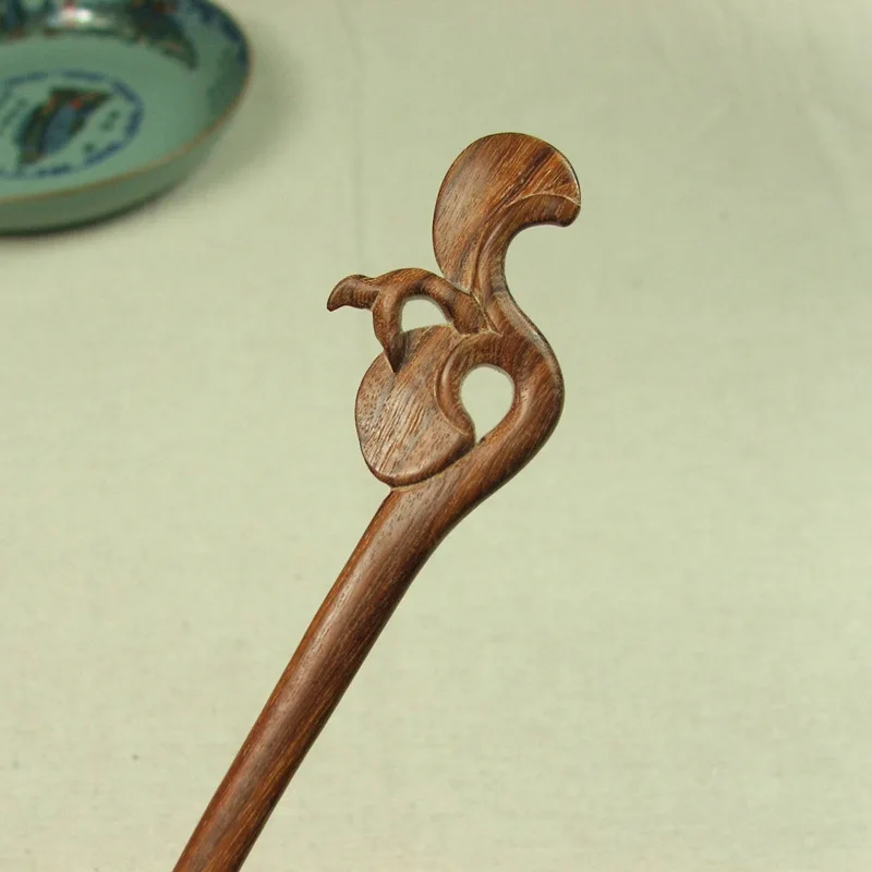 Red Sandalwood AINILIDAN классические сандаловое дерево деревянные палочки для волос резные вручную тычинки этнические Ebony свадебный головной убор Свадебные аксессуары для волос - Окраска металла: Red Sandalwood