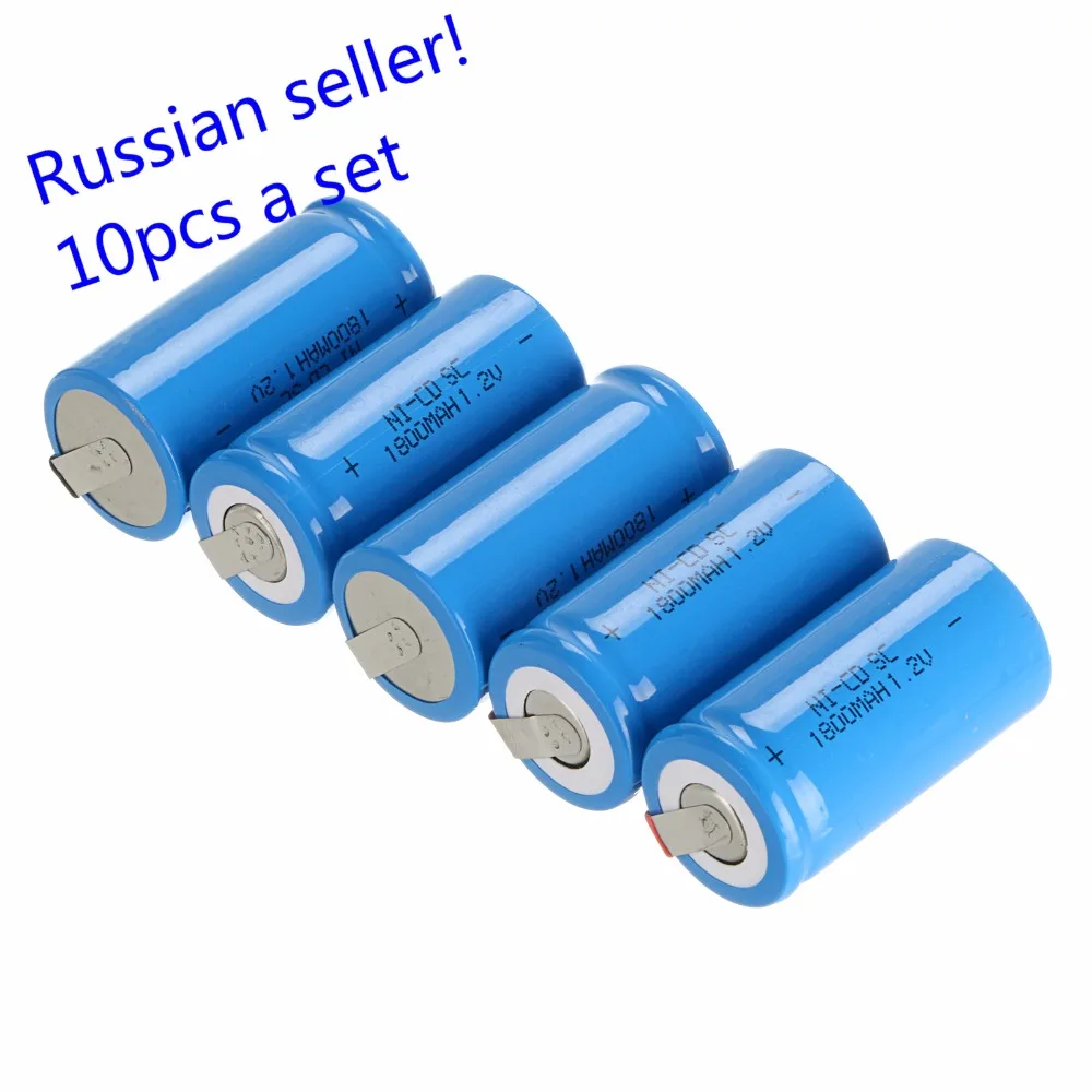 Российский продавец! 10 шт. Ni-Cd аккумуляторные батареи sub c SC 1800 мгн с tab голубого
