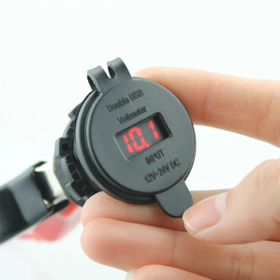 Водонепроницаемый красный LED мотоцикл автомобиль Грузовик Лодка вольтметр RV