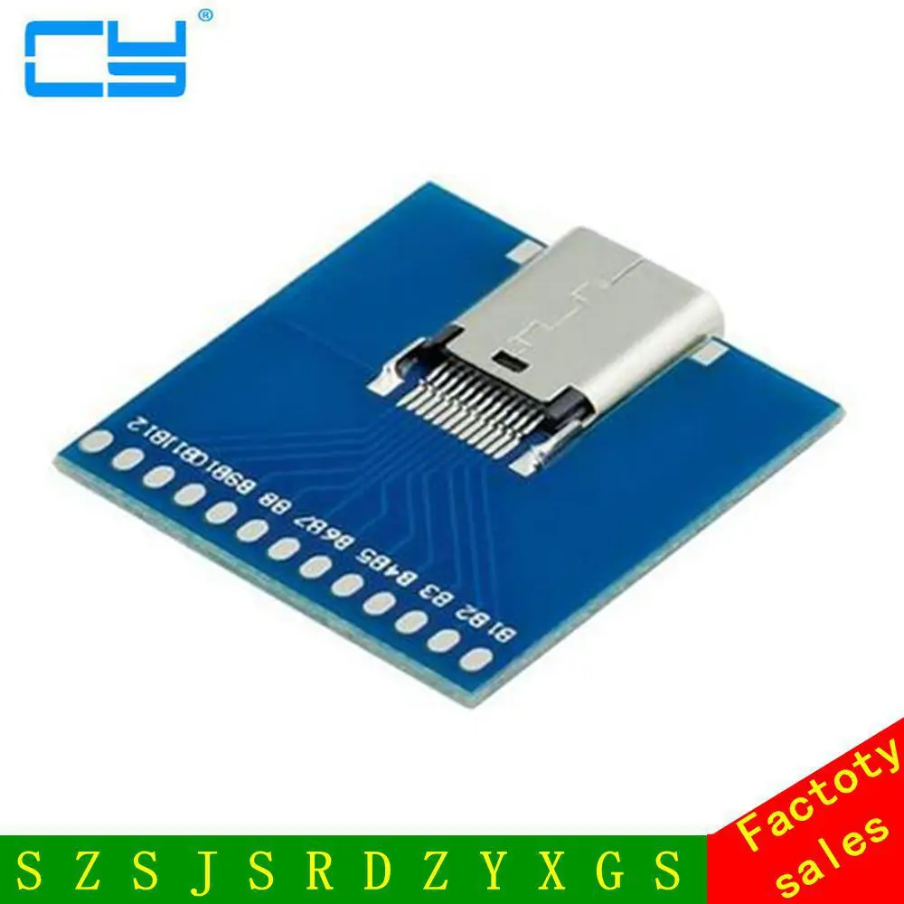 

Бесплатная доставка, 10 Гбит/с, Φ USB 3.1 Type C, гнездовой кабель для пайки, тестовый разъем, адаптер для платы PCBA, соединитель для сварки, адаптер