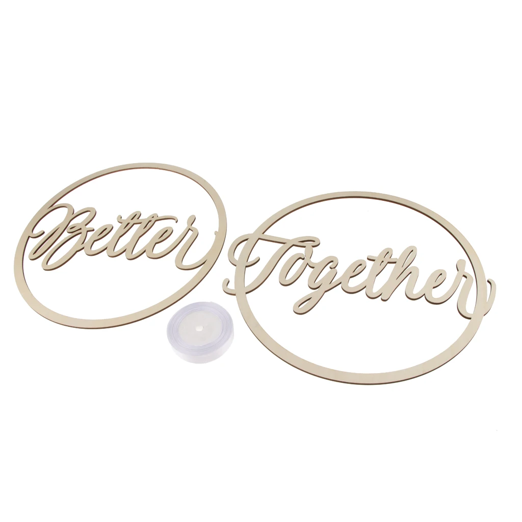 2 Pack Wood Round Better Together Letters Wooden Decor Wedding Chair Sign | Дом и сад