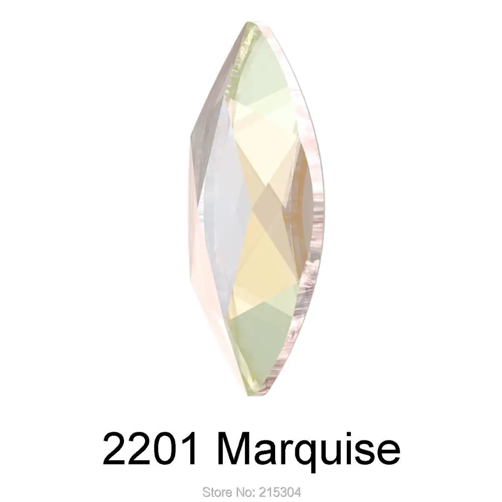 Кристаллы Swarovski Marquise (2201) AB (без горячей фиксации или фиксации) железные (8x3 5 мм 14x6