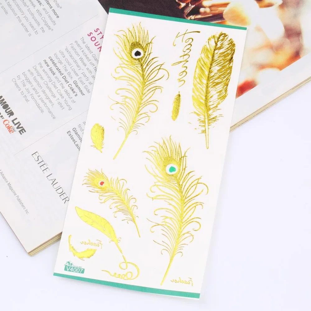 Сверкающий золотистый металлический разных стилей тела Рисованные блестящие