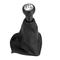 black chrome leather car 5 speed manual gear shift stick knob dust proof cover gaiter boot leather for peugeot 207 307 406
