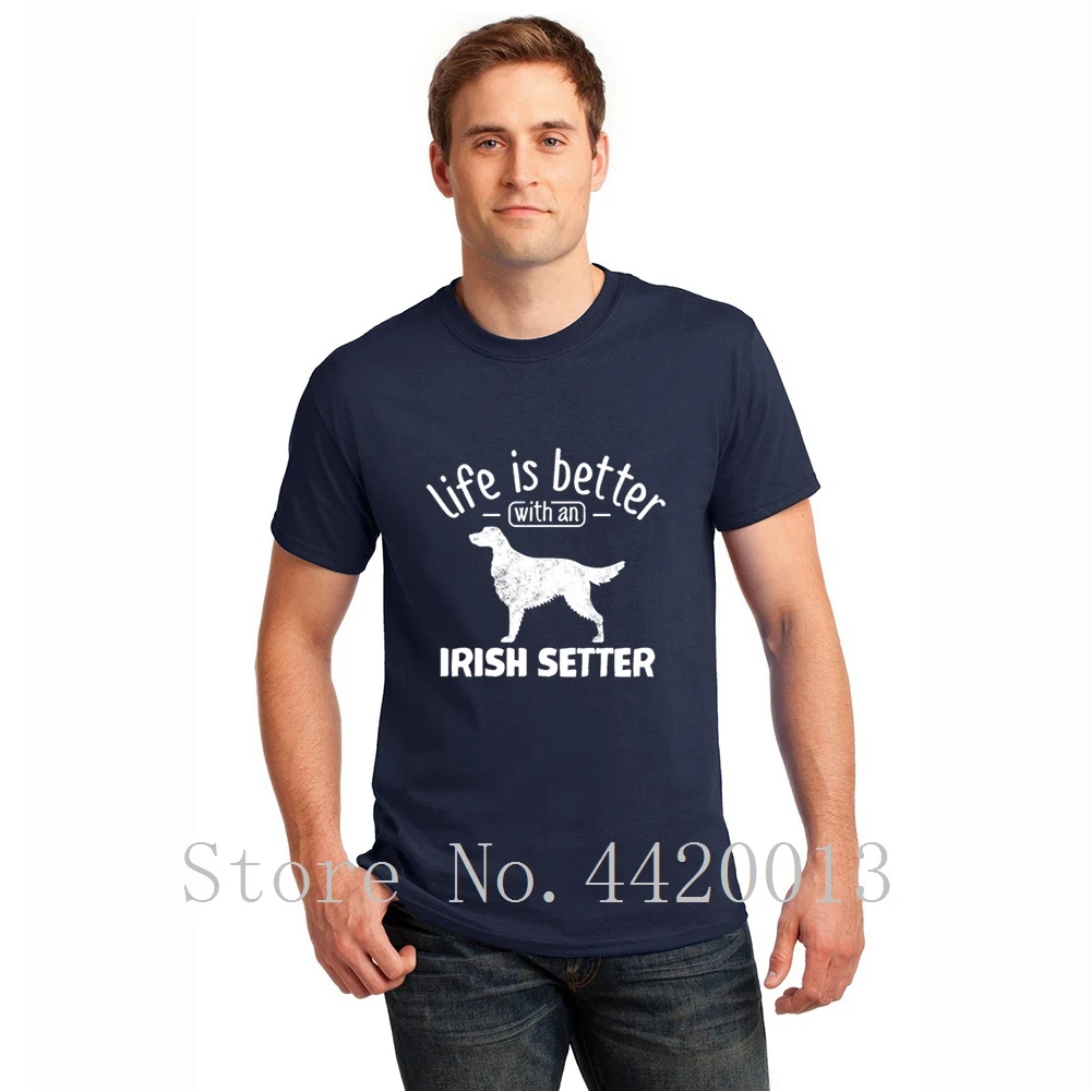 Knitted Short Sleeve size S-3xl irish setter dog owner cool gift idea gents Funny Casual Spring Family HipHop Top men tshirt | Мужская