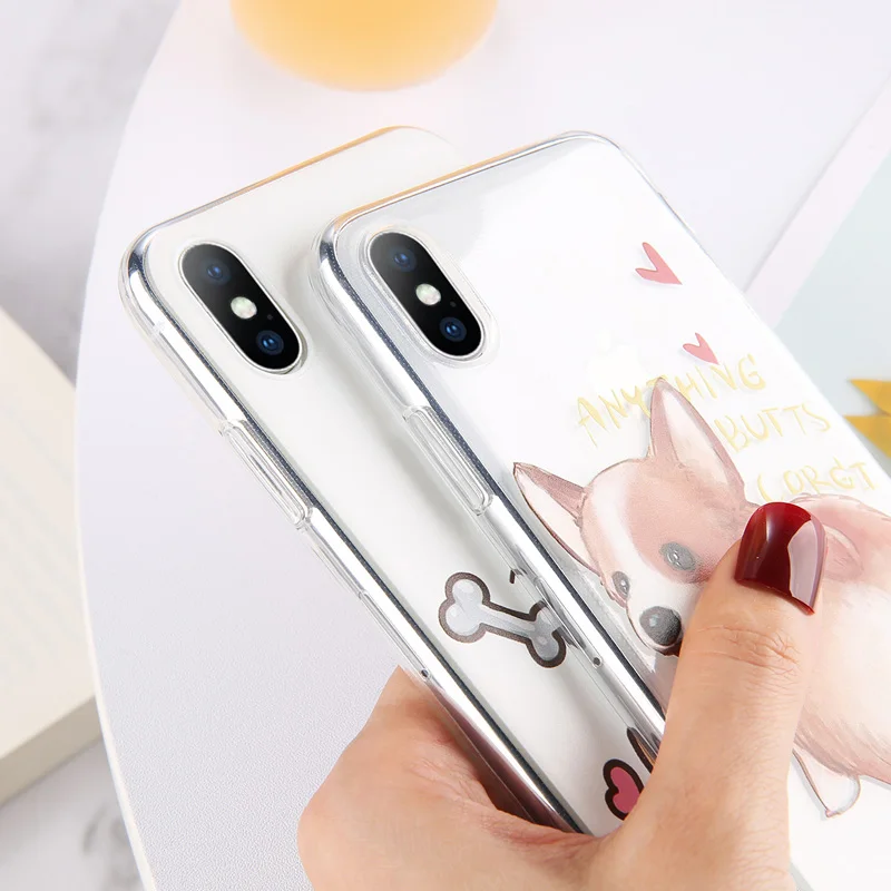 Lovebay прозрачный чехол с животными корги для iPhone 6 6S 7 8 Plus X XS XR XS Max 5 5S SE прозрачные чехлы для телефона собаки мягкая задняя крышка из ТПУ