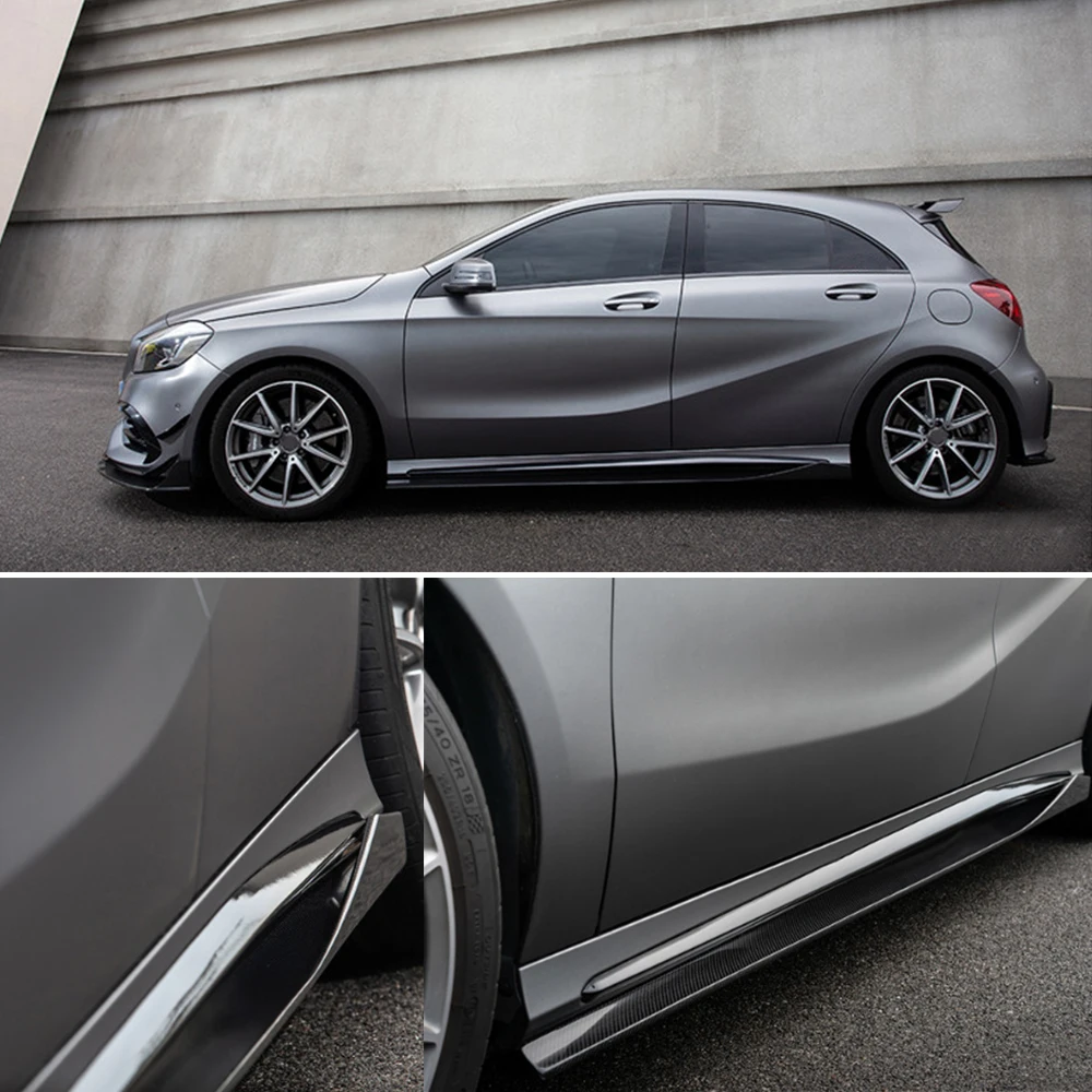 Боковые юбки из углеродного волокна для Mercedes-Benz W176 A200 A250 A45 2013 - 2018 W117 CLA200 CLA250 CLA260