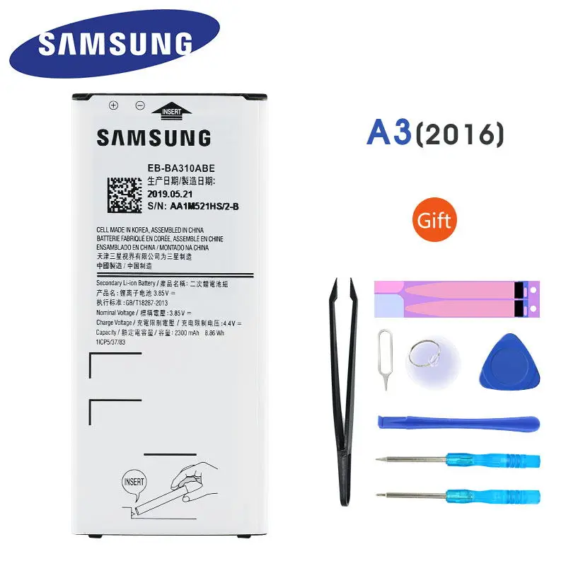 Samsung Оригинал Galaxy A3 2016 издание батарея для A310 A310F A310M A310Y 2300mAh EB BA310ABE|battery for samsung|battery