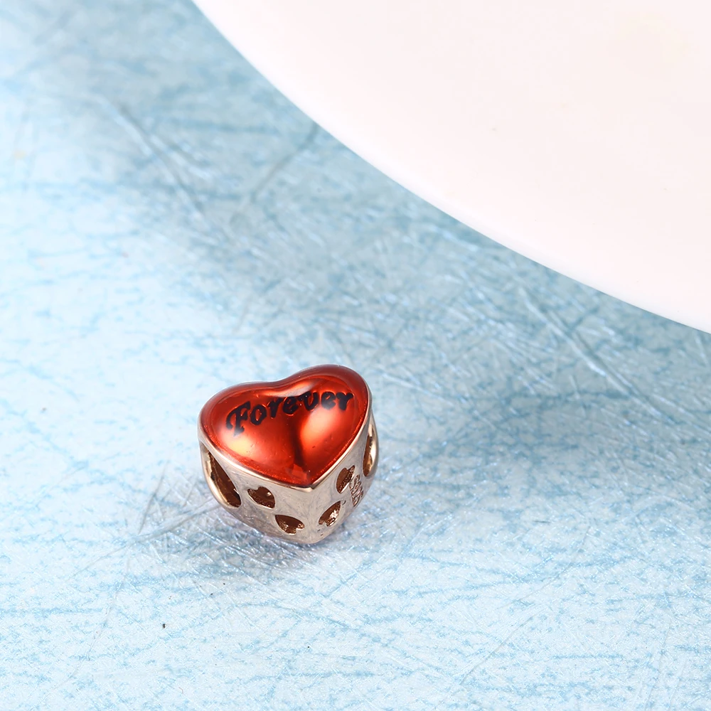 Red Hart Beads Fit Pandora bracelets Charms Silver 925 Original Authentic sterling silver DIY Jewelry Making | Украшения и