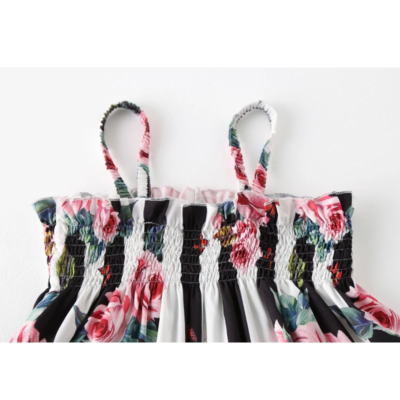 LOVE DD&ampMM Girls Dresses Summer New Kids Fashion Sexy Stripe Floral Print Strap Dress + Hair Accessories | Детская одежда и