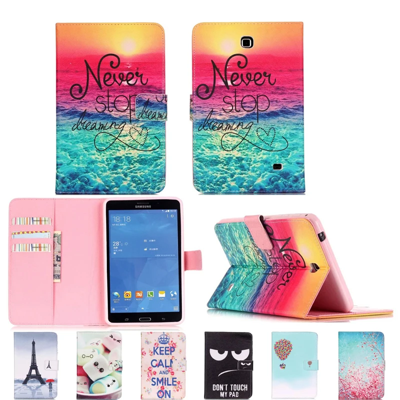 Роскошный 7 &quotЦветок планшет pu кожаный чехол подставка для планшета Samsung Galaxy Tab 4